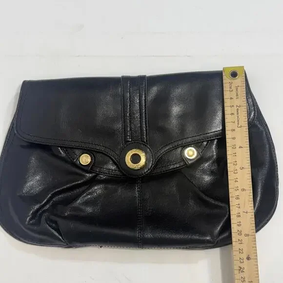Perlina Black Patent Leather Black Kiss-lock Wallet Coin Purse Clutch EUC - Picture 12 of 15